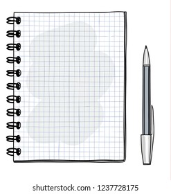 grid Notebook hand drawn and pen vector art illustration