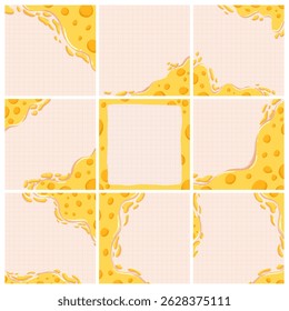 Grid Notepad Template with Cheese Theme Set