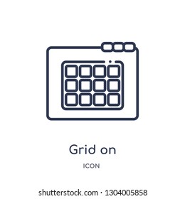 grid on icon from web outline collection. Thin line grid on icon isolated on white background.