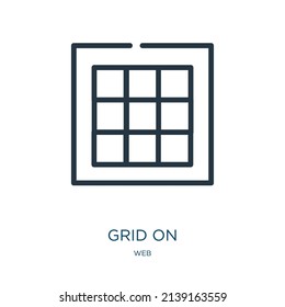 grid on thin line icon. internet, app linear icons from web concept isolated outline sign. Vector illustration symbol element for web design and apps.
