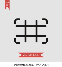 Grid on vector icon, illustration symbol