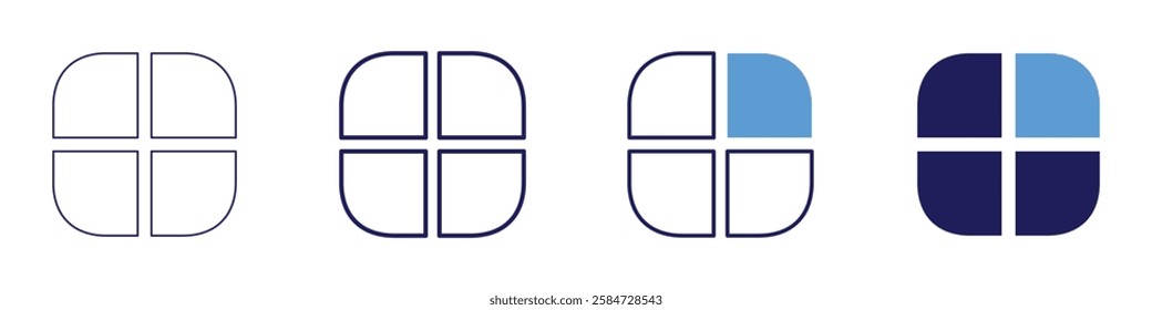 Grid optimization icon in 4 different styles. Thin Line, Line, Bold Line, Duotone. Duotone style. Editable stroke.