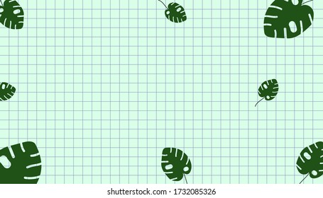 grid with palm leaves, suitable for writing