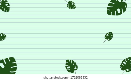 grid with palm leaves, suitable for writing