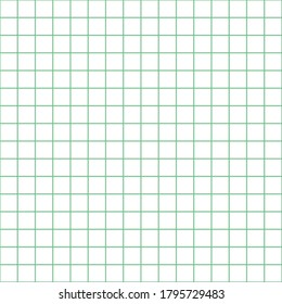 Grid paper. Abstract squared background with green graph. Geometric pattern for school, wallpaper, textures, notebook. Lined blank on transparent background.