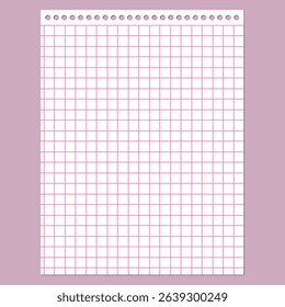 Grid paper. Abstract squared background with color graph. Geometric pattern for school, wallpaper, textures, notebook. Lined blank on transparent background.
