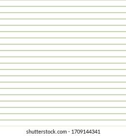 Grid paper. Abstract striped background with green horizontal lines. Geometric pattern for school, wallpaper, textures, notebook. Lined paper blank sheets isolated on transparent background.