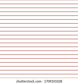 Grid paper. Abstract striped background with red horizontal lines. Geometric pattern for school, wallpaper, textures, notebook. Lined paper blank sheets isolated on transparent background.