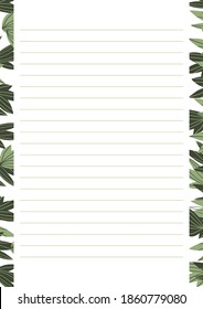 Papel de cuadrícula. Resumen de fondo rayado con líneas horizontales de color. Imprimir nota de papel sobre fondo floral. Tamaño óptimo de A4. Patrón geométrico para la escuela, cuadernos, diarios, notas, libros.