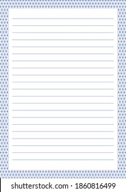 Grid paper. Abstract striped background with color horizontal lines. Printing paper note, on transparent background. Optimal A5 size. Geometric pattern for school, copybooks, notebooks, diary, notes.