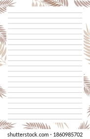 Grid paper. Abstract striped background with color horizontal lines. Printing paper note on floral background. Optimal A5 size. Geometric pattern for school, copybooks, notebooks, diary, notes, books.