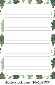 Grid paper. Abstract striped background with color horizontal lines. Printing paper note on floral background. Optimal A5 size. Geometric pattern for school, copybooks, notebooks, diary, notes, books.