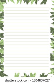 Grid paper. Abstract striped background with color horizontal lines. Printing paper note on floral background. Optimal A4 size. Geometric pattern for school, copybooks, notebooks, diary, notes, books.