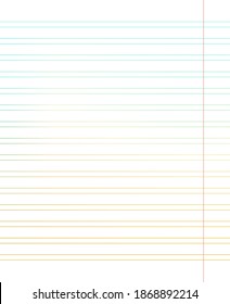 Grid paper. Abstract striped background with color horizontal lines. Geometric pattern for school, wallpaper, textures, notebook. Lined paper blank isolated on transparent background.
