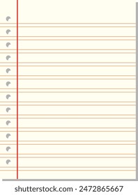 Grid paper. Abstract striped background with color horizontal lines. Geometric pattern for school, wallpaper, textures, notebook. Lined paper blank isolated on white background.