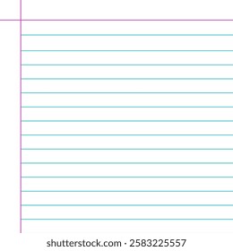 Grid paper. Abstract striped background with color horizontal lines. Geometric pattern for school, wallpaper, textures, notebook. Lined paper blank isolated on transparent background.