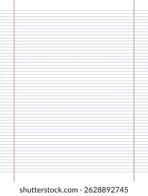 Grid paper. Abstract striped background with color horizontal lines. Geometric pattern for school, wallpaper, textures, notebook. Lined paper blank isolated on transparent background.