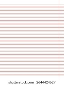 Grid paper. Abstract striped background with color horizontal lines. Geometric pattern for school, wallpaper, textures, notebook. Lined paper blank isolated on transparent background.