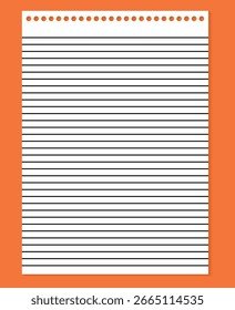 Gitterpapier. Abstrakter, gestreifter Hintergrund mit horizontalen Farblinien. Geometrisches Muster für Schule, Tapete, Texturen, Notizbuch. Gekämmter Papierrohling einzeln auf transparentem Hintergrund.