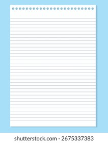 Grid paper. Abstract striped background with color horizontal lines. Geometric pattern for school, wallpaper, textures, notebook. Lined paper blank isolated on transparent background.