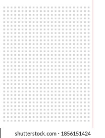 Grid paper. Dotted grid on white background. Abstract dotted transparent illustration with dots. White geometric pattern for school, copybooks, notebooks, diary, notes, banners, print, books.