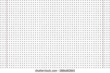 Grid paper. Dotted grid on white background. Abstract dotted transparent illustration with dots. White geometric pattern for school, copybooks, notebooks, diary, notes, banners, print, books.