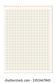 Grid paper. Dotted grid on white background. Abstract dotted transparent illustration with dots. White geometric pattern for school, copybooks, notebooks, diary, notes, banners, print, books.