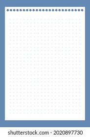 Grid paper. Dotted grid on white background. Abstract dotted transparent illustration with dots. White geometric pattern for school, copybooks, notebooks, diary, notes, banners, print, books.