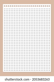 Grid paper. Dotted grid on white background. Abstract dotted transparent illustration with dots. White geometric pattern for school, copybooks, notebooks, diary, notes, banners, print, books.