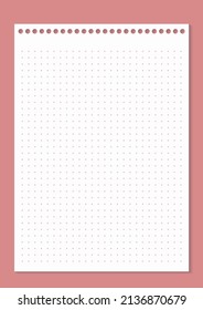 Grid paper. Dotted grid on white background. Abstract dotted transparent illustration with dots. White geometric pattern for school, copybooks, notebooks, diary, notes, banners, print, books.