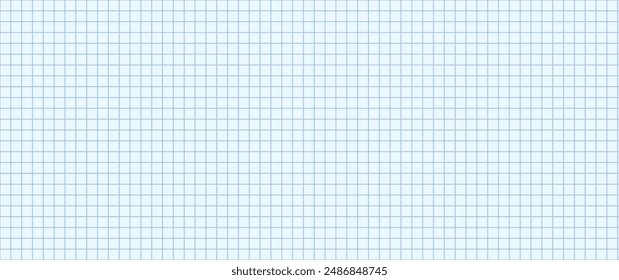 Grid paper, graph square background, notebook pattern, school sheet page, math note, education line texture. Abstract blue wallpaper template. Geometric architect blank. Checkered vector illustration