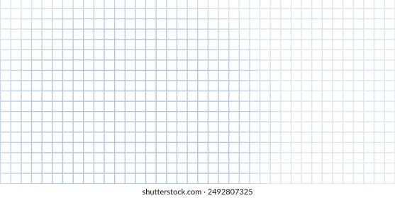 Grid paper, graph square background, school sheet page, notebook pattern, math note, education line texture. Abstract long wallpaper template. Geometric architect blank. Checkered vector illustration