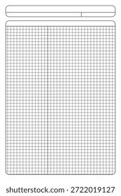 Gitterpapier. Gekämmtes Blatt mit abstraktem quadratischem Hintergrund und Farbdiagramm. Geometrisches Muster für Schule, Tapete, Texturen, Notizbuch. Frei markiert auf weißem Hintergrund.