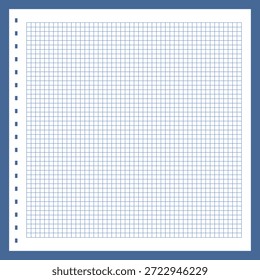 Grid paper. Lined sheet of abstract squared background with color graph. Geometric pattern for school, wallpaper, textures, notebook. Checkered blank on white background.