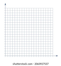 Grid paper. Mathematical graph. Cartesian coordinate system with x-axis, y-axis. Squared background with color lines. Geometric pattern for school, education. Lined blank on transparent background.