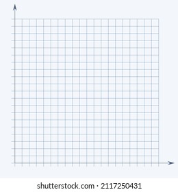 Grid paper. Mathematical graph. Cartesian coordinate system with x-axis, y-axis. Squared background with color lines. Geometric pattern for school, education. Lined blank on transparent background.