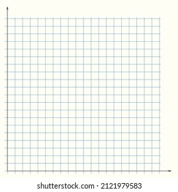 Grid paper. Mathematical graph. Cartesian coordinate system with x-axis, y-axis. Squared background with color lines. Geometric pattern for school, education. Lined blank on transparent background.