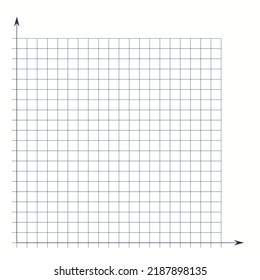 Grid paper. Mathematical graph. Cartesian coordinate system with x-axis, y-axis. Squared background with color lines. Geometric pattern for school, education. Lined blank on transparent background.