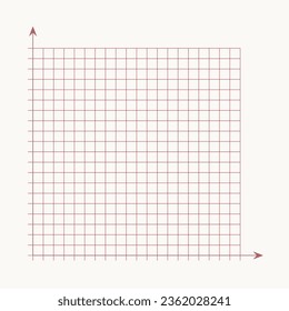 Grid paper. Mathematical graph. Cartesian coordinate system with x-axis, y-axis. Squared background with color lines. Geometric pattern for school, education. Lined blank on transparent background.
