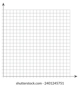 Grid paper. Mathematical graph. Cartesian coordinate system with x-axis, y-axis. Squared background with color lines. Geometric pattern for school, education. Lined blank on transparent background.