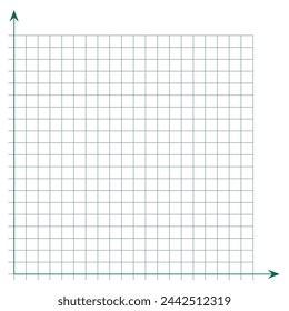 Grid paper. Mathematical graph. Cartesian coordinate system with x-axis, y-axis. Squared background with color lines. Geometric pattern for school, education. Lined blank on transparent background.