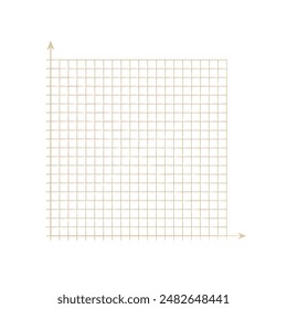 Grid paper. Mathematical graph. Cartesian coordinate system with x-axis, y-axis. Squared background with color lines. Geometric pattern for school, education. Lined blank on transparent background.