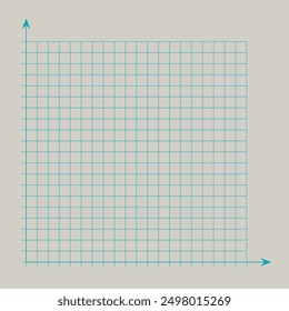 Grid paper. Mathematical graph. Cartesian coordinate system with x-axis, y-axis. Squared background with color lines. Geometric pattern for school, education. Lined blank on transparent background.