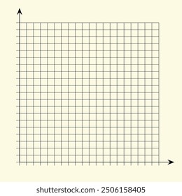 Grid paper. Mathematical graph. Cartesian coordinate system with x-axis, y-axis. Squared background with color lines. Geometric pattern for school, education. Lined blank on transparent background.