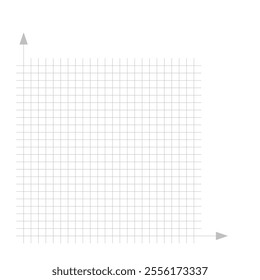 Grid paper. Mathematical graph. Cartesian coordinate system with x-axis, y-axis. Squared background with color lines. Geometric pattern for school, education. Lined blank on transparent background.