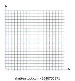 Grid paper. Mathematical graph. Cartesian coordinate system with x-axis, y-axis. Squared background with color lines. Geometric pattern for school, education. Lined blank on transparent background.
