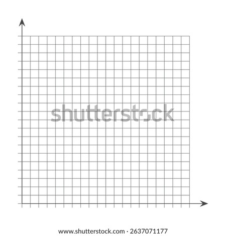 Grid paper. Mathematical graph. Cartesian coordinate system with x-axis, y-axis. Squared background with color lines. Geometric pattern for school, education. Lined blank on transparent background.