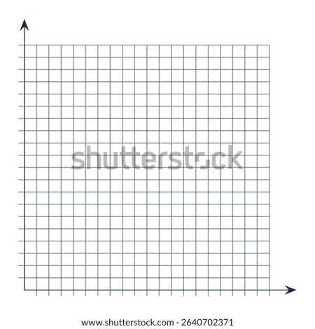 Grid paper. Mathematical graph. Cartesian coordinate system with x-axis, y-axis. Squared background with color lines. Geometric pattern for school, education. Lined blank on transparent background.