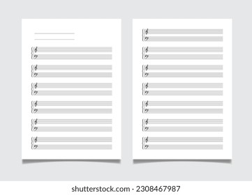 Grid paper music notation template for solo piano, printable A4 size