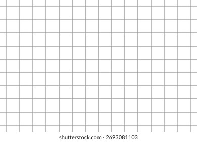 Grid paper pattern with crossed lines in squares. Wireframe textured background. Geometric template, mockup for business or learning. Blank seamless mesh pattern. Vector linear illustration